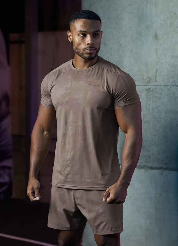 Gym King Gymwear Men Debossed Camo Tee 8211 Iron