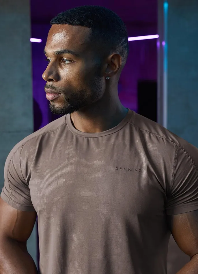 Gym King Gymwear Men Debossed Camo Tee 8211 Iron