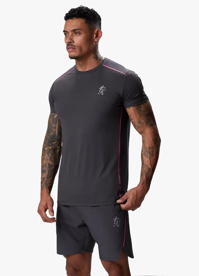Gym King Gymwear Men Flex Tee 8211 GraphiteFuchsia