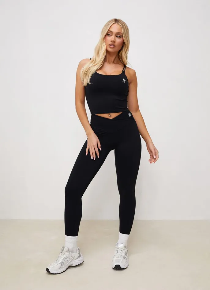 Gym King Gymwear Women 365 Wrap Over Legging 8211 Black