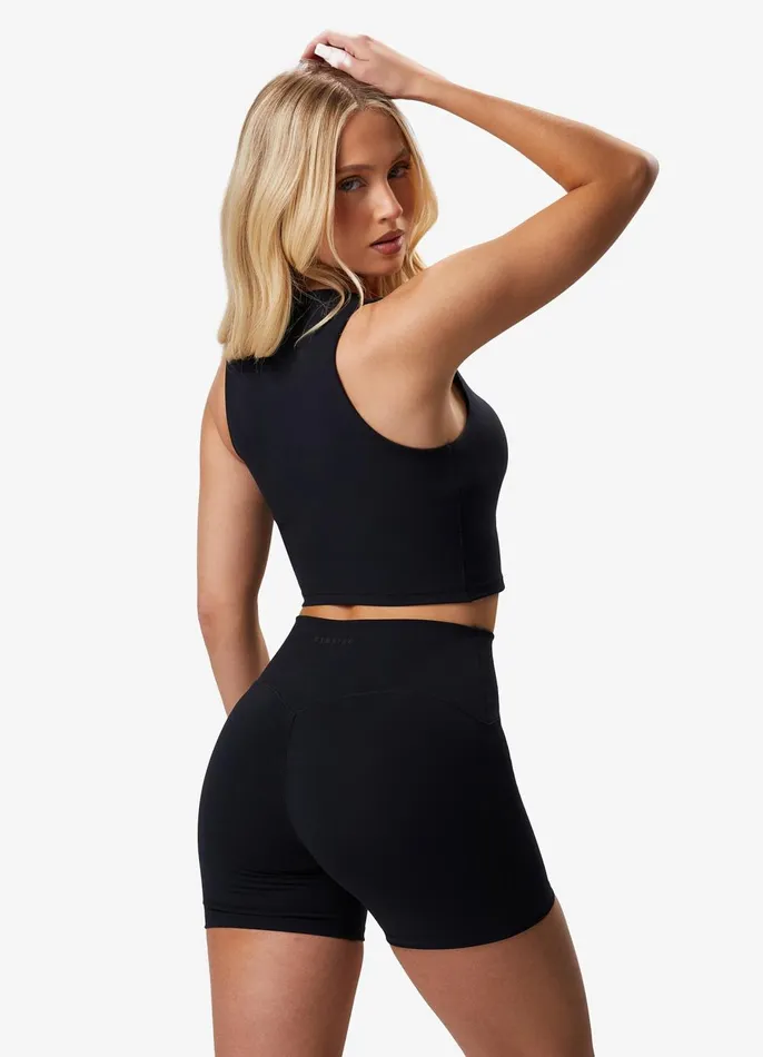 Gym King Gymwear Women Peach Luxe High Neck Tank 8211 Black Luxe
