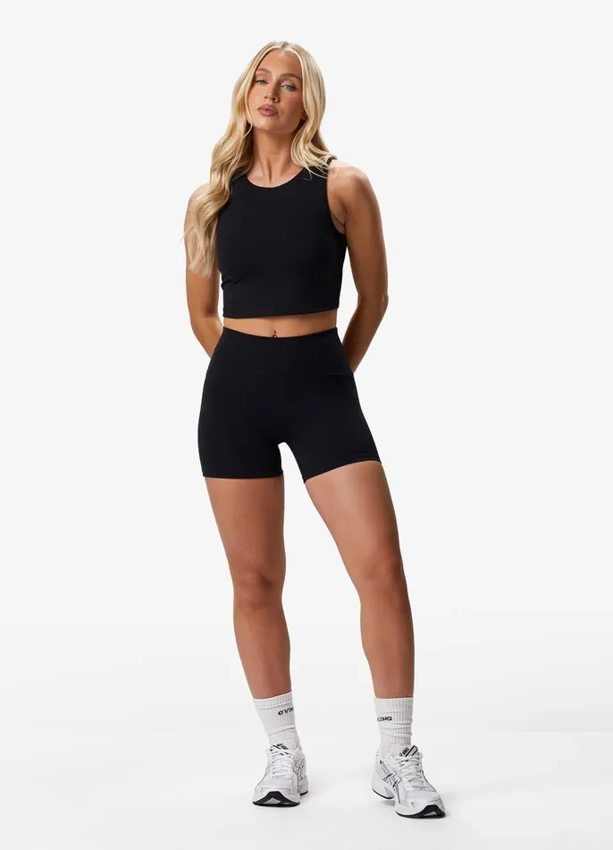 Gym King Gymwear Women Peach Luxe High Neck Tank 8211 Black Luxe