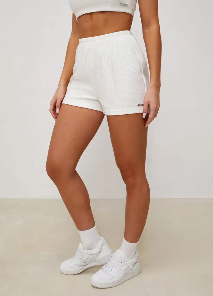 Gym King Shorts Women Signature Rib Short 8211 Milk White
