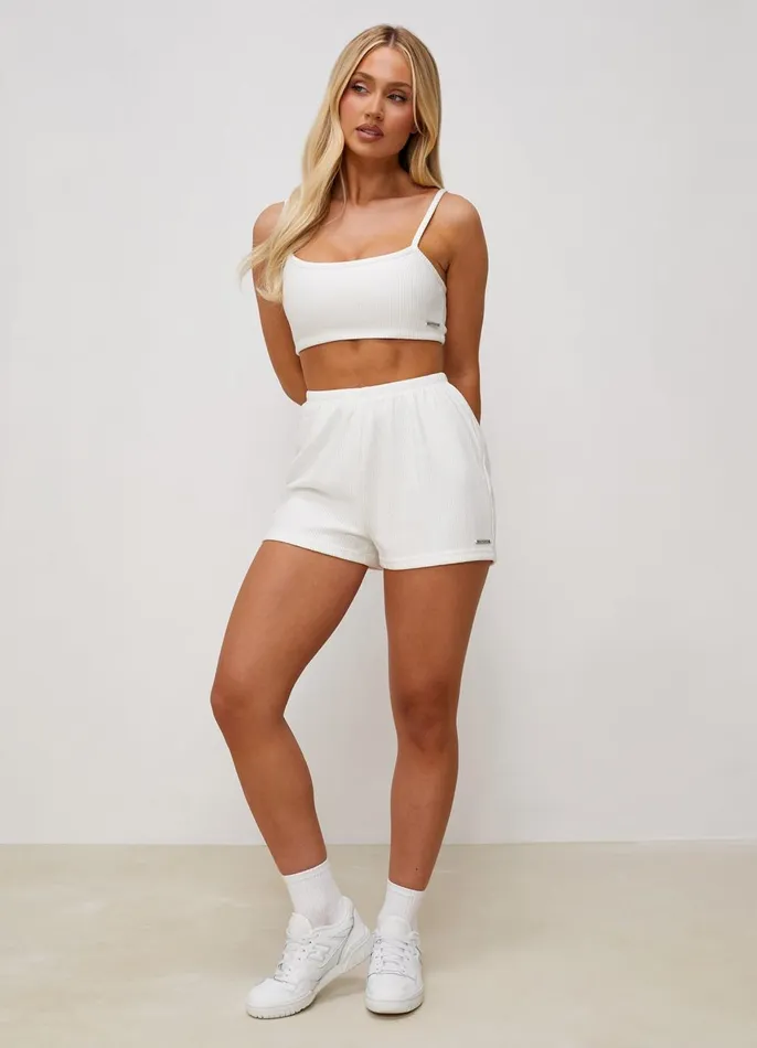 Gym King Shorts Women Signature Rib Short 8211 Milk White