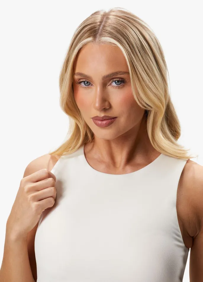 Gym King Sports Bras Women Peach Luxe High Neck Tank 8211 Marshmallow Luxe