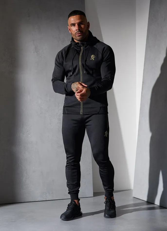 Gym King Sweatshirts and Hoodies Men Full Zip Poly Hood 8211 BlackGold