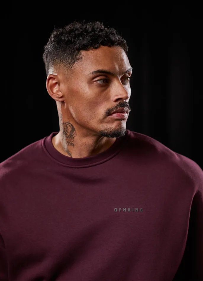 Gym King Sweatshirts and Hoodies Men Outline Print Sweatshirt 8211 Burgundy