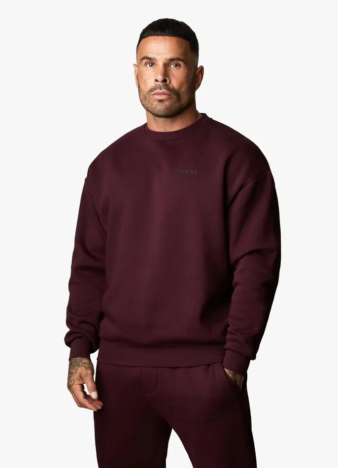 Gym King Sweatshirts and Hoodies Men Outline Print Sweatshirt 8211 Burgundy