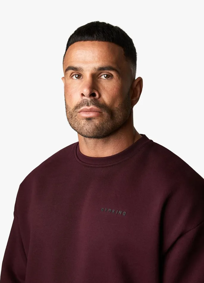 Gym King Sweatshirts and Hoodies Men Outline Print Sweatshirt 8211 Burgundy