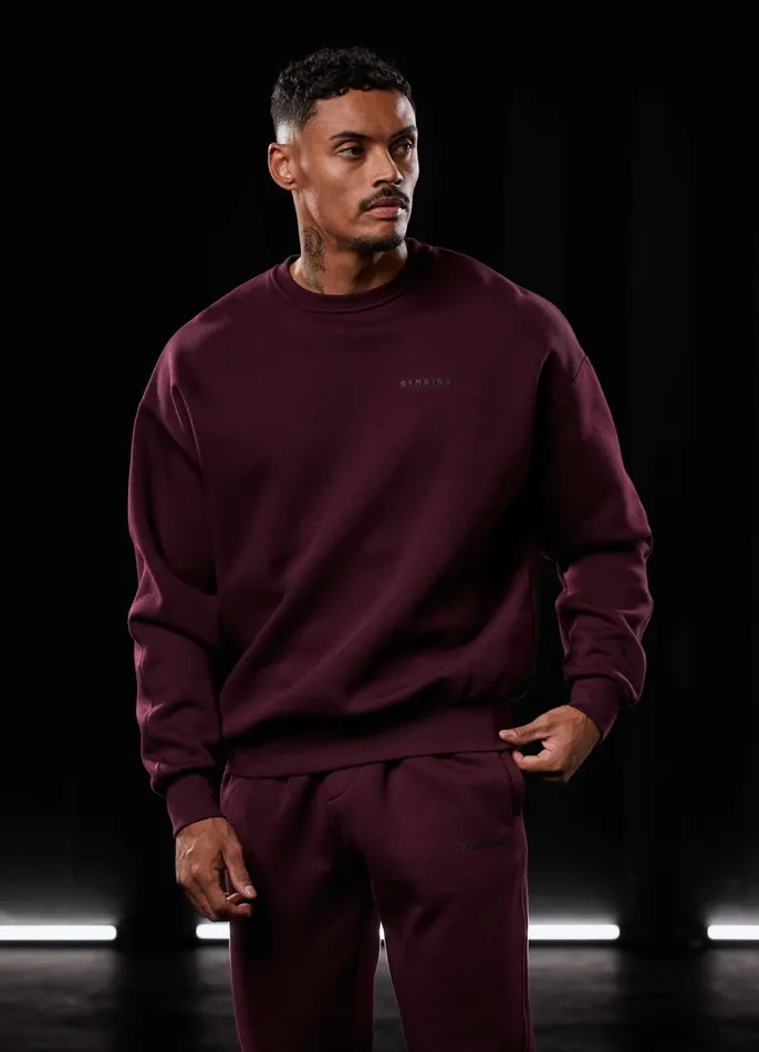 Gym King Sweatshirts and Hoodies Men Outline Print Sweatshirt 8211 Burgundy