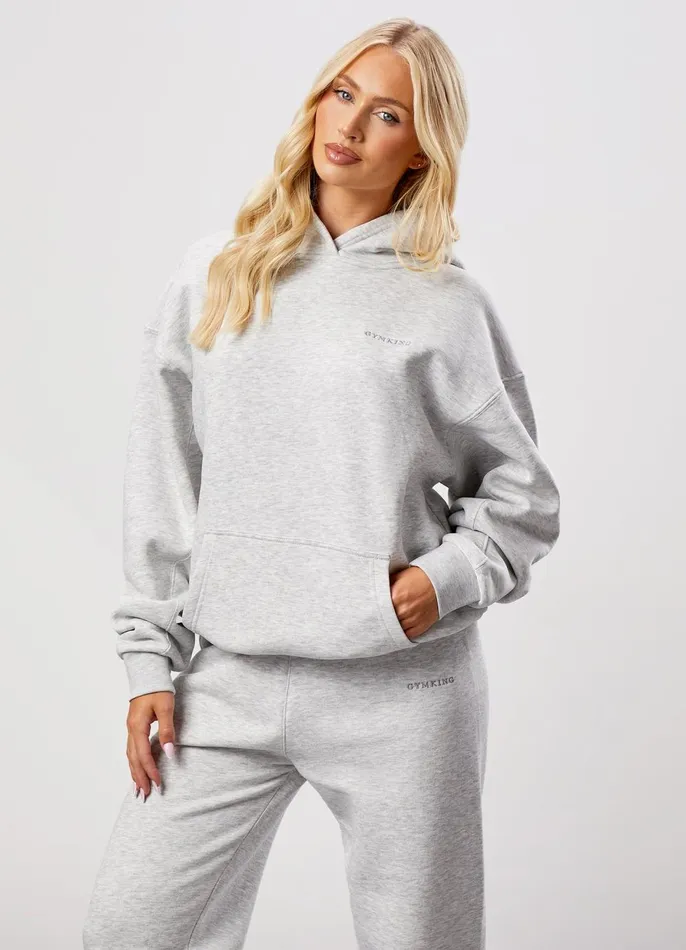 Gym King Sweatshirts and Hoodies Women 365 Relaxed Fit Fleece Hoodie 8211 Snow Marl