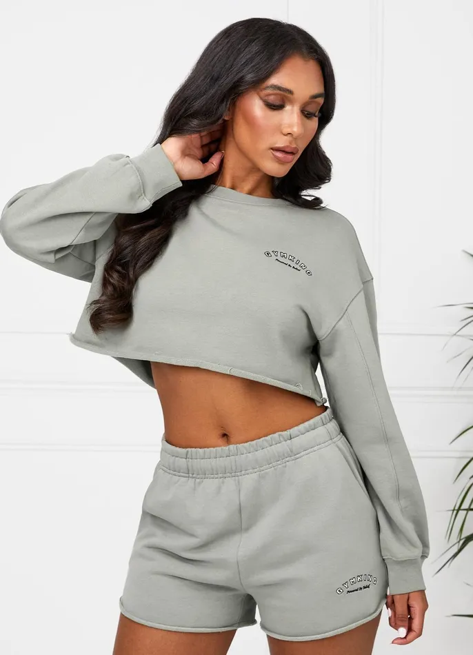 Gym King Sweatshirts and Hoodies Women Radiance Crop Sweatshirt 8211 Matcha Green