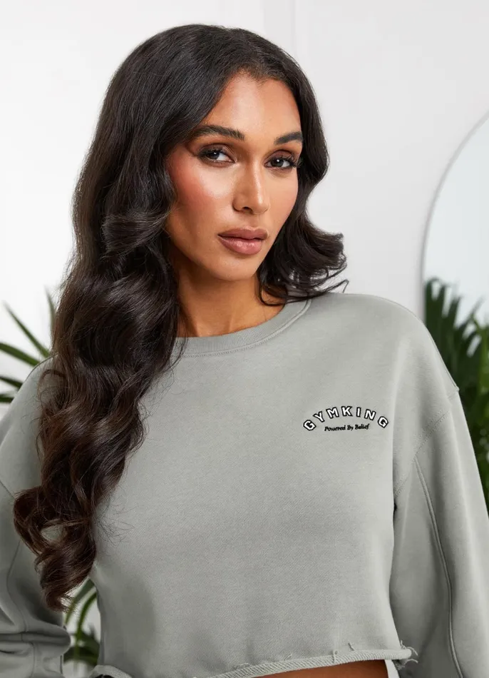 Gym King Sweatshirts and Hoodies Women Radiance Crop Sweatshirt 8211 Matcha Green