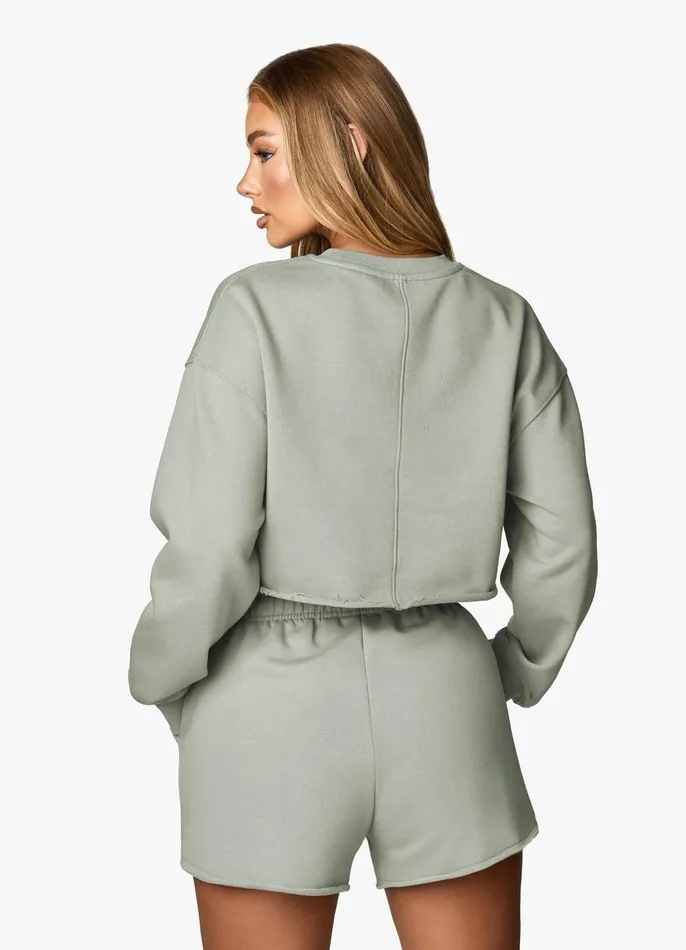 Gym King Sweatshirts and Hoodies Women Radiance Crop Sweatshirt 8211 Matcha Green