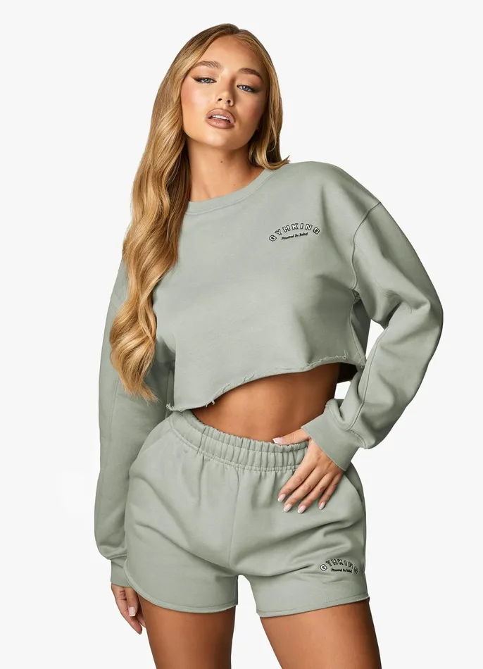 Gym King Sweatshirts and Hoodies Women Radiance Crop Sweatshirt 8211 Matcha Green