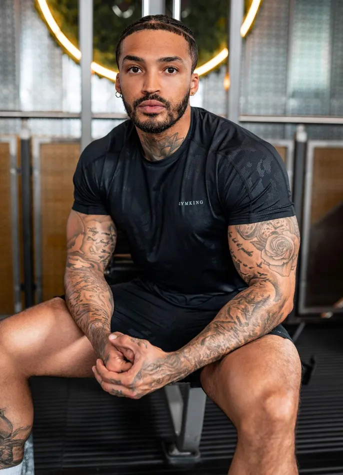 Gym King TShirts Men Debossed Camo SS Tee 8211 Black