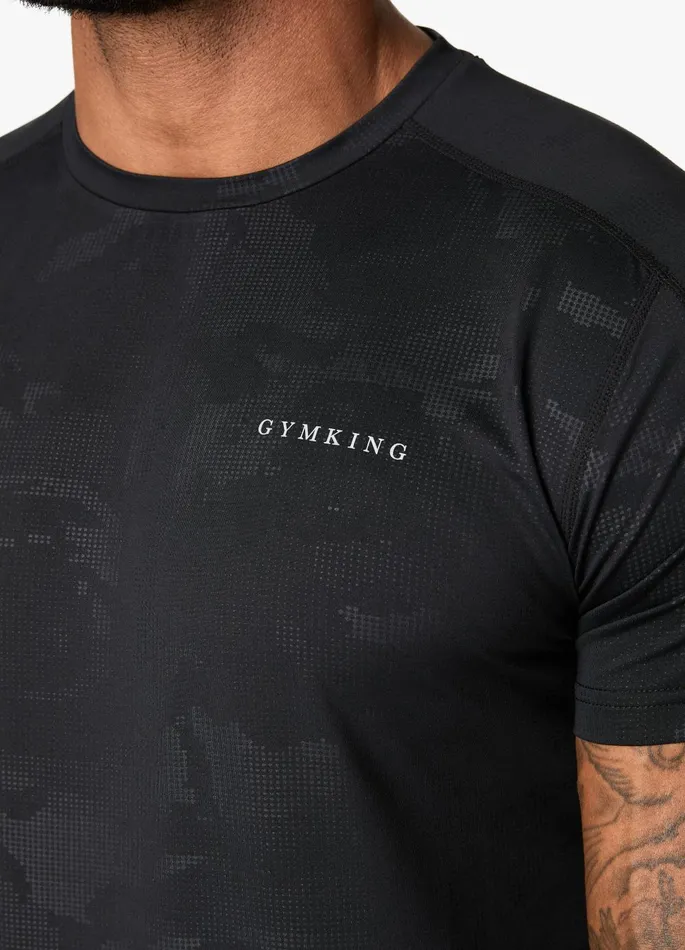 Gym King TShirts Men Debossed Camo SS Tee 8211 Black