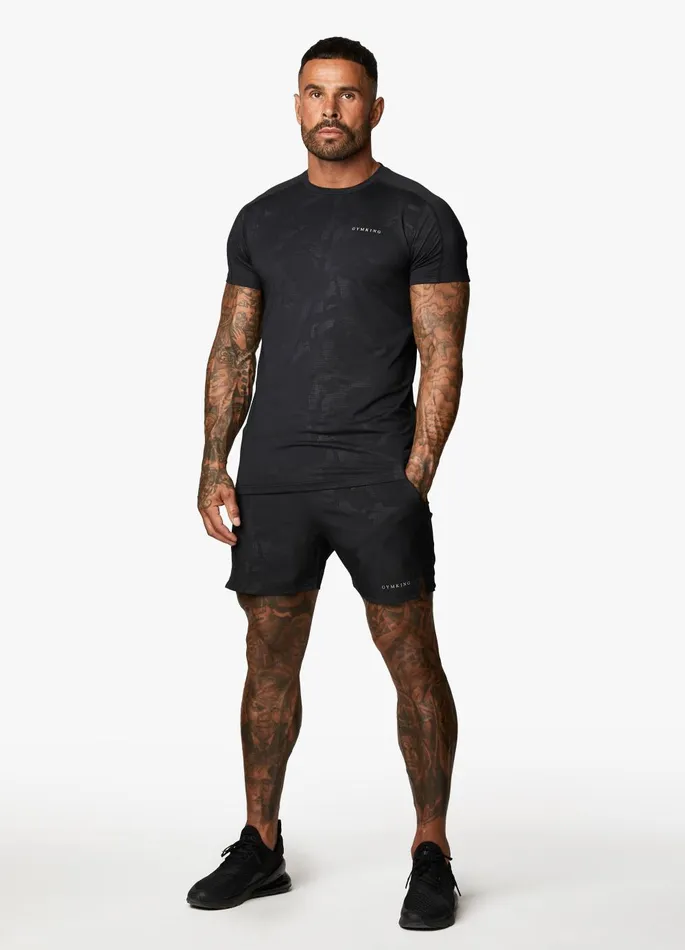 Gym King TShirts Men Debossed Camo SS Tee 8211 Black