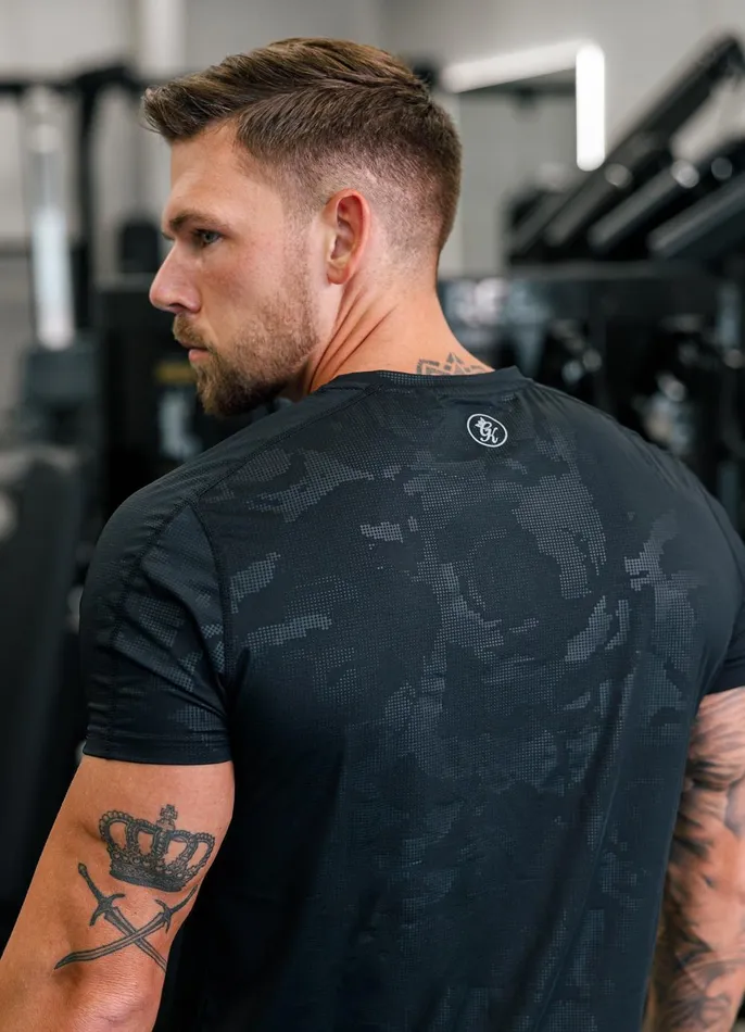Gym King TShirts Men Debossed Camo SS Tee 8211 Black