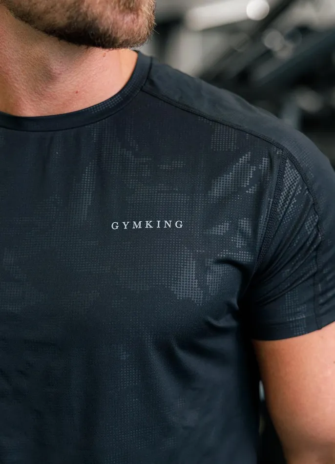 Gym King TShirts Men Debossed Camo SS Tee 8211 Black