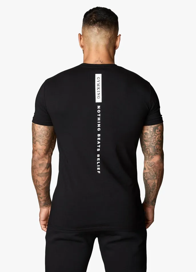 Gym King TShirts Men Nothing Beats Belief Tee 8211 BlackWhite