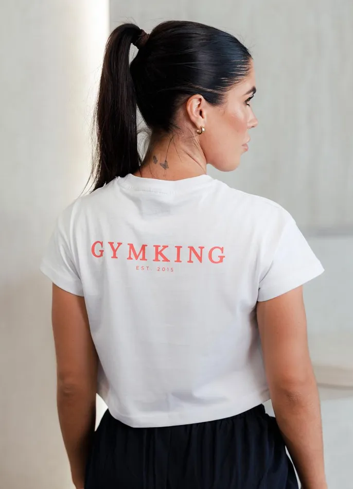 Gym King Tops and TShirts Women Established Cropped Tee 8211 WhiteRed