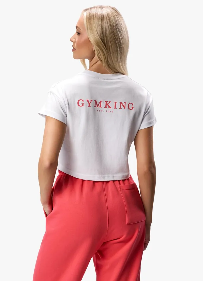 Gym King Tops and TShirts Women Established Cropped Tee 8211 WhiteRed