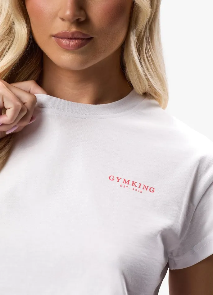 Gym King Tops and TShirts Women Established Cropped Tee 8211 WhiteRed