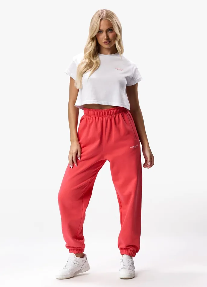Gym King Tops and TShirts Women Established Cropped Tee 8211 WhiteRed