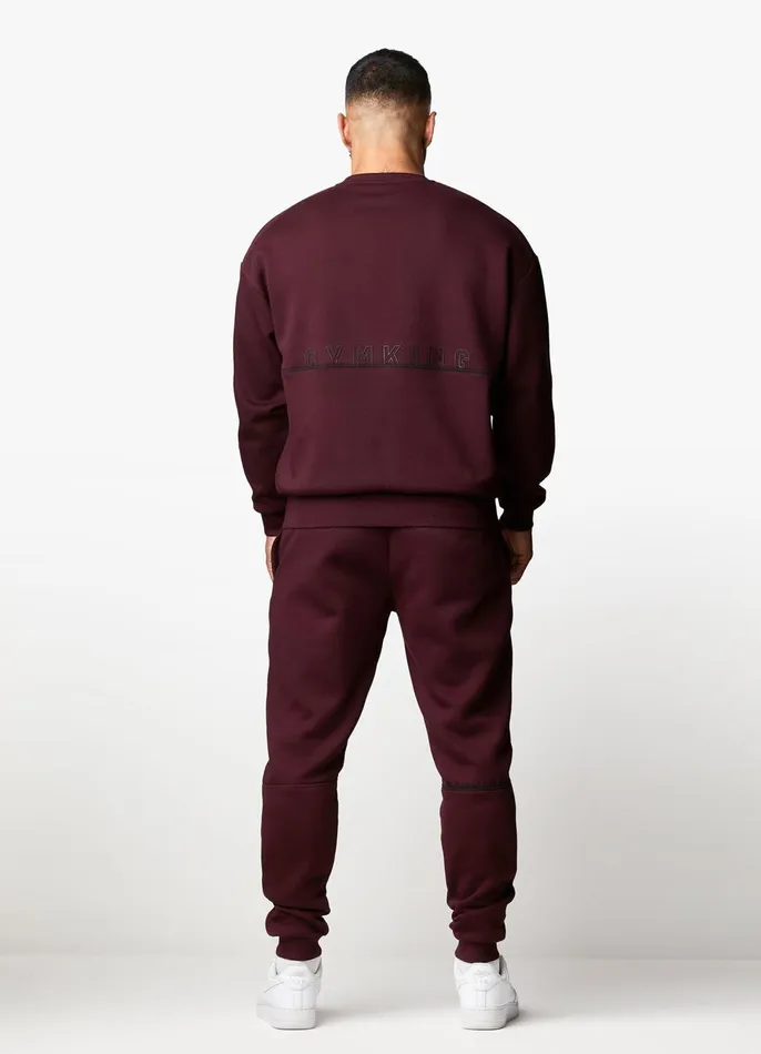 Gym King Tracksuit Bottoms Men Outline Print Jogger 8211 Burgundy