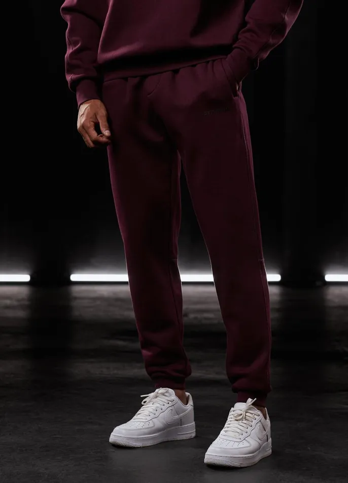 Gym King Tracksuit Bottoms Men Outline Print Jogger 8211 Burgundy