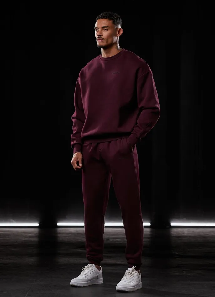Gym King Tracksuit Bottoms Men Outline Print Jogger 8211 Burgundy