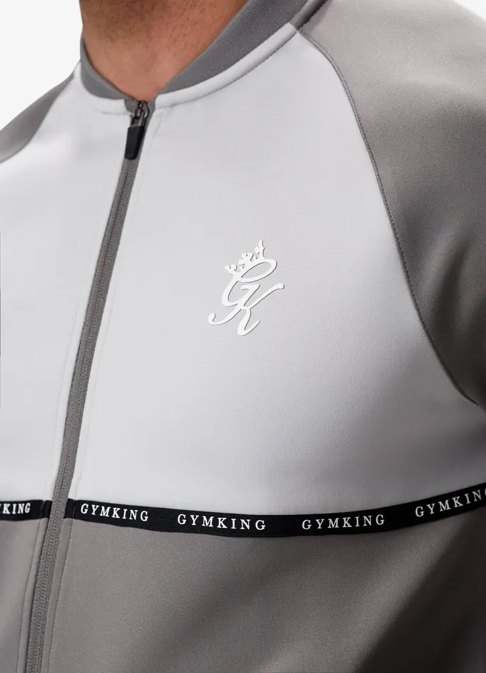 Gym King Tracksuit Tops Men Taped Core Plus Jacket 8211 SteelSilver Grey