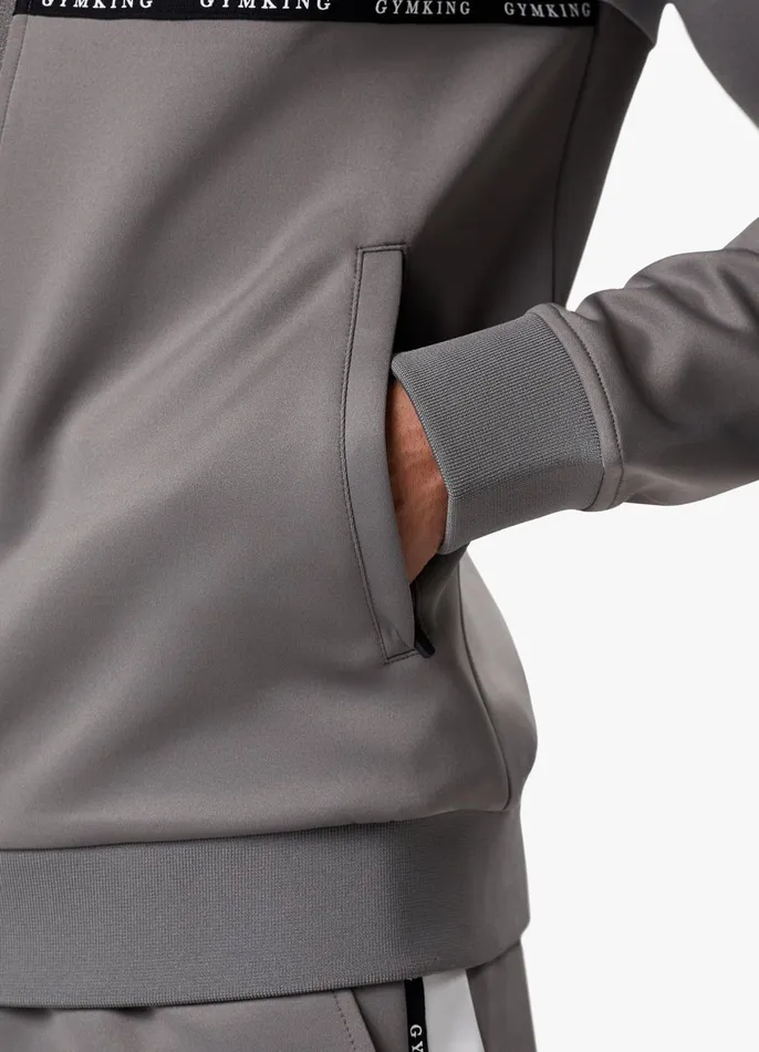 Gym King Tracksuit Tops Men Taped Core Plus Jacket 8211 SteelSilver Grey