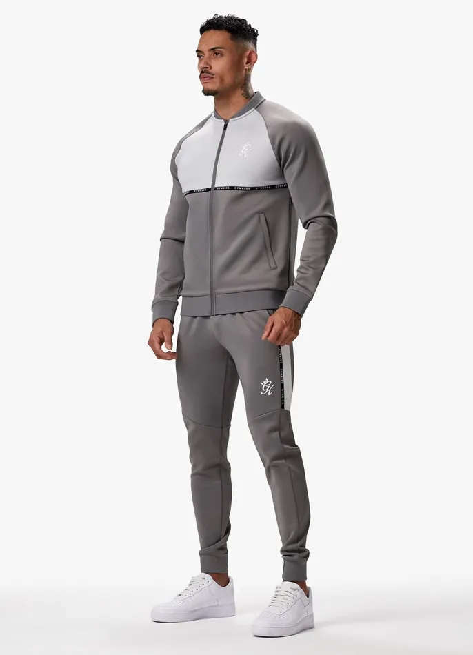 Gym King Tracksuit Tops Men Taped Core Plus Jacket 8211 SteelSilver Grey