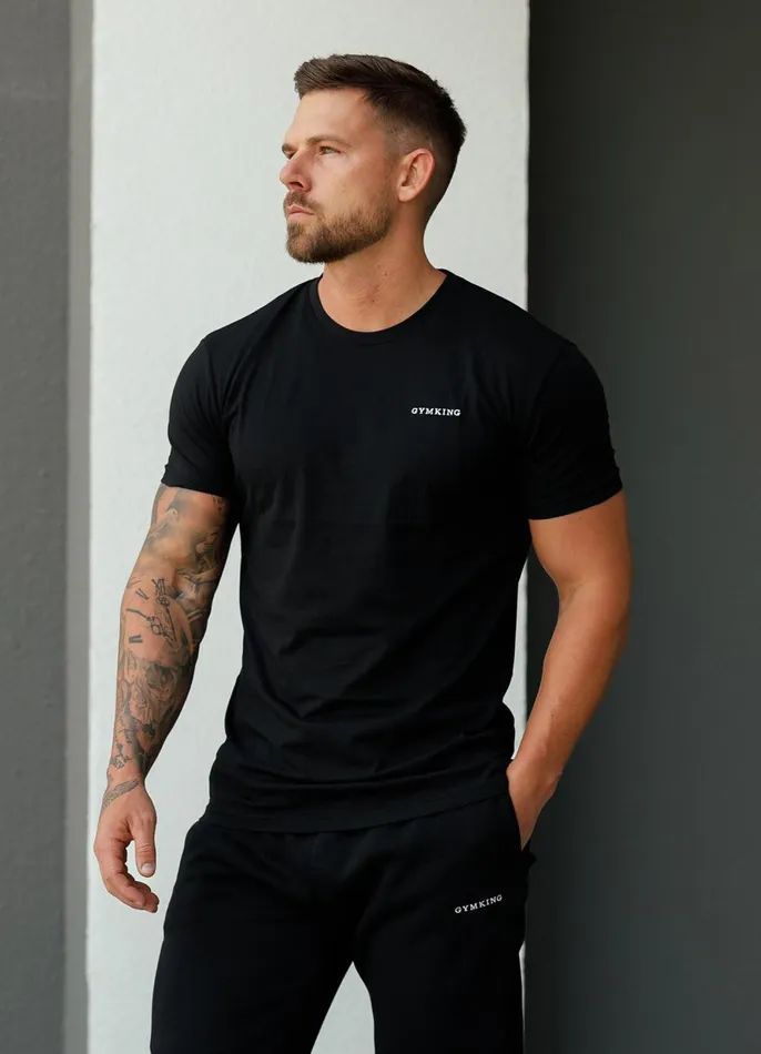 Gym King Twin Sets Men Linear Fundamental Tee 8211 Black