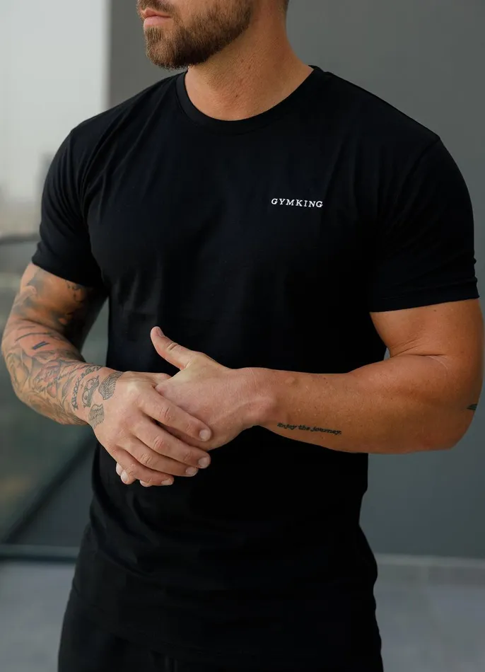 Gym King Twin Sets Men Linear Fundamental Tee 8211 Black