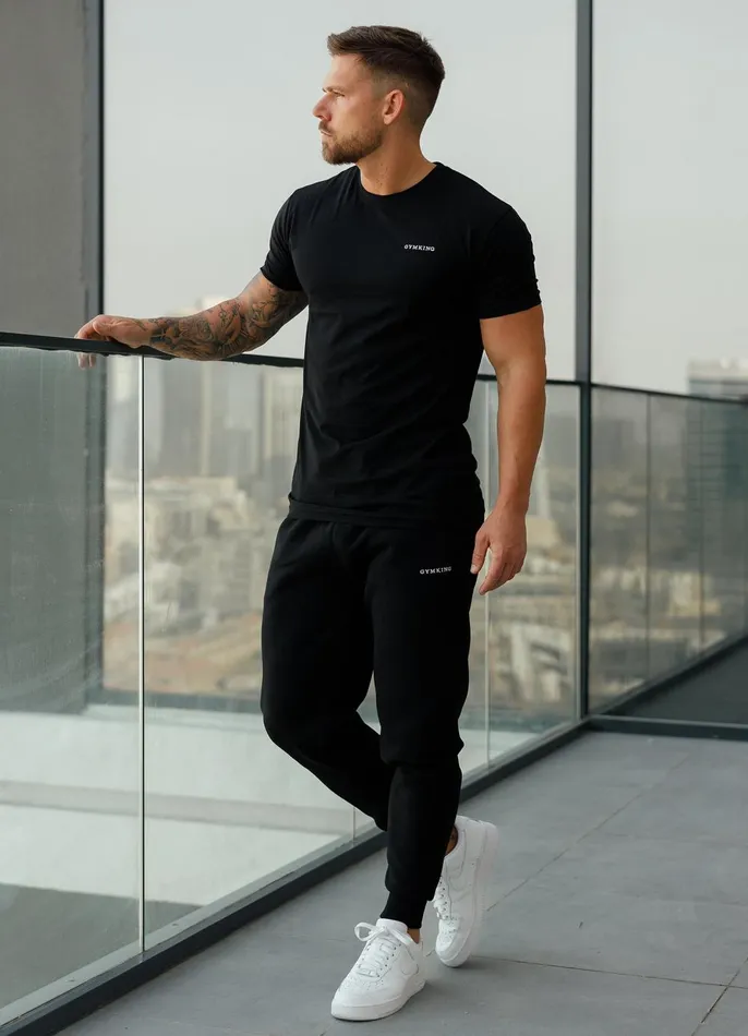 Gym King Twin Sets Men Linear Fundamental Tee 8211 Black