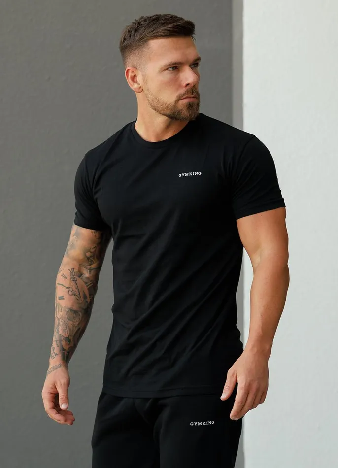 Gym King Twin Sets Men Linear Fundamental Tee 8211 Black