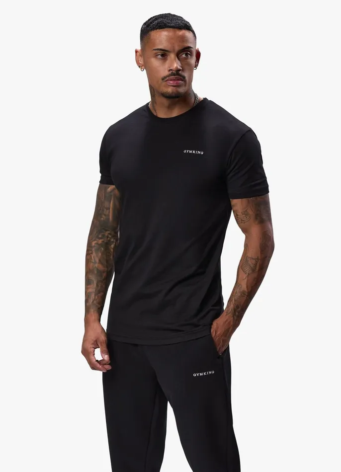 Gym King Twin Sets Men Linear Fundamental Tee 8211 Black
