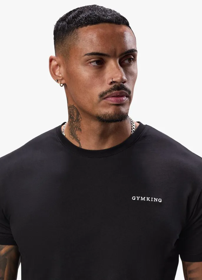 Gym King Twin Sets Men Linear Fundamental Tee 8211 Black