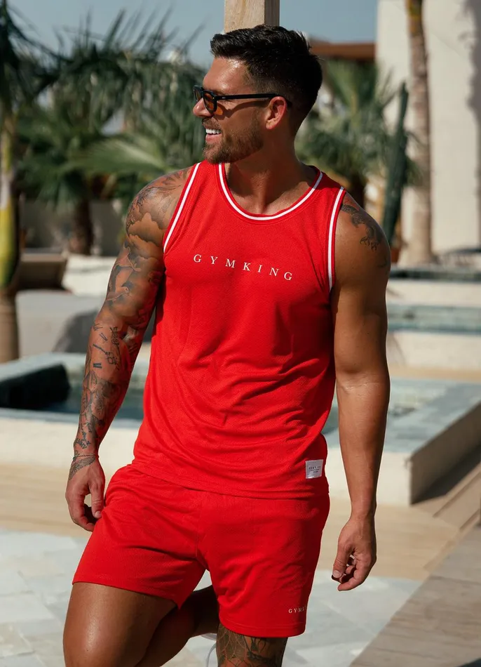 Gym King Vests Men Brooklyn Mesh Vest 8211 Chilli Red