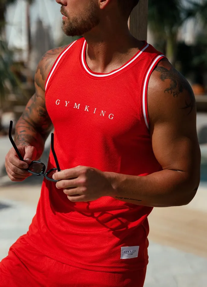 Gym King Vests Men Brooklyn Mesh Vest 8211 Chilli Red