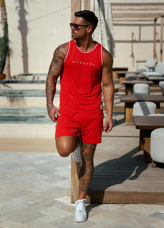 Gym King Vests Men Brooklyn Mesh Vest 8211 Chilli Red