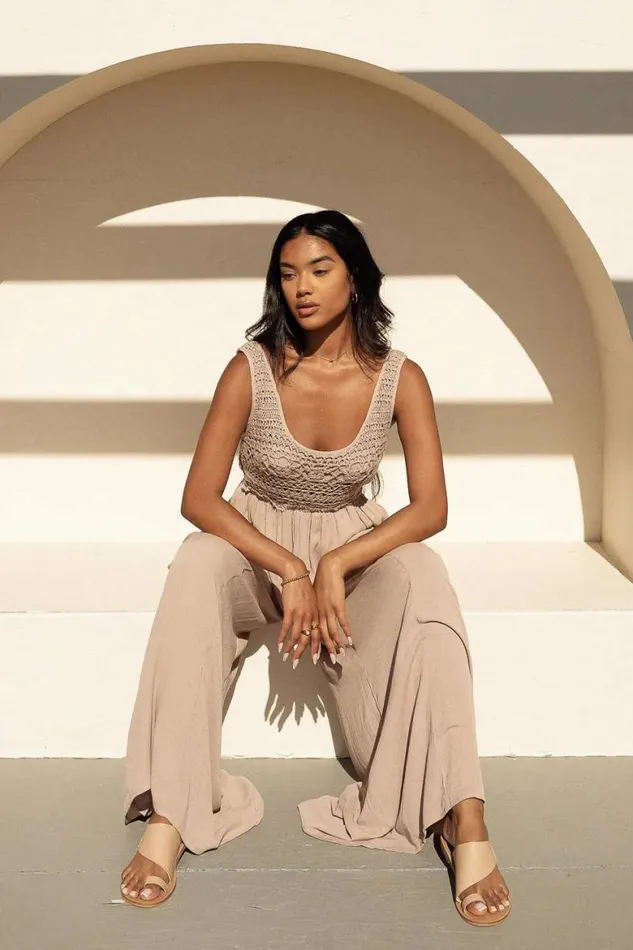 Hallie Jumpsuit In Mocha Mocha Women Bohme Jumpsuits and Overalls