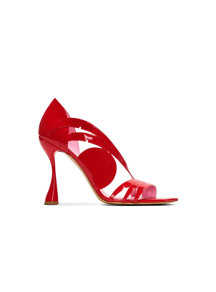 Heeled Eden Sandals In Patent Leather Red Women Balmain High Heels and Pumps