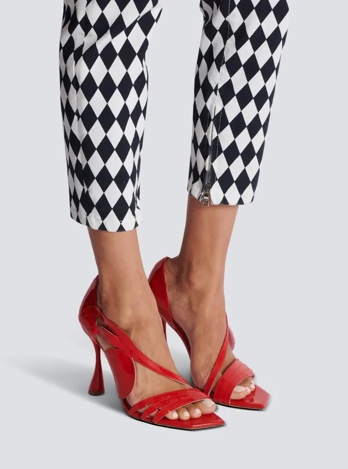 Heeled Eden Sandals In Patent Leather Red Women Balmain High Heels and Pumps