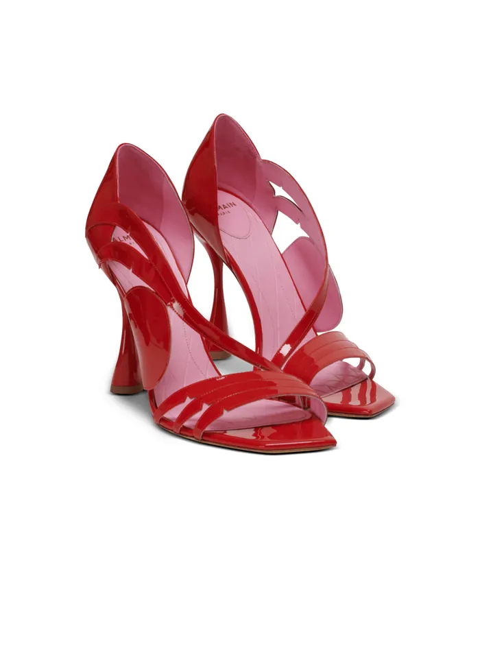 Heeled Eden Sandals In Patent Leather Red Women Balmain High Heels and Pumps