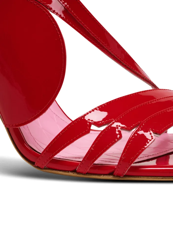 Heeled Eden Sandals In Patent Leather Red Women Balmain High Heels and Pumps