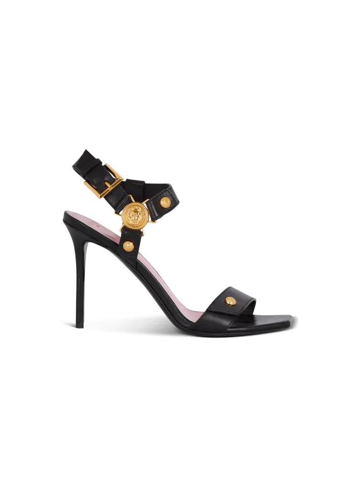 Heeled Eva Sandals In Calfskin Black Women Balmain High Heels and Pumps